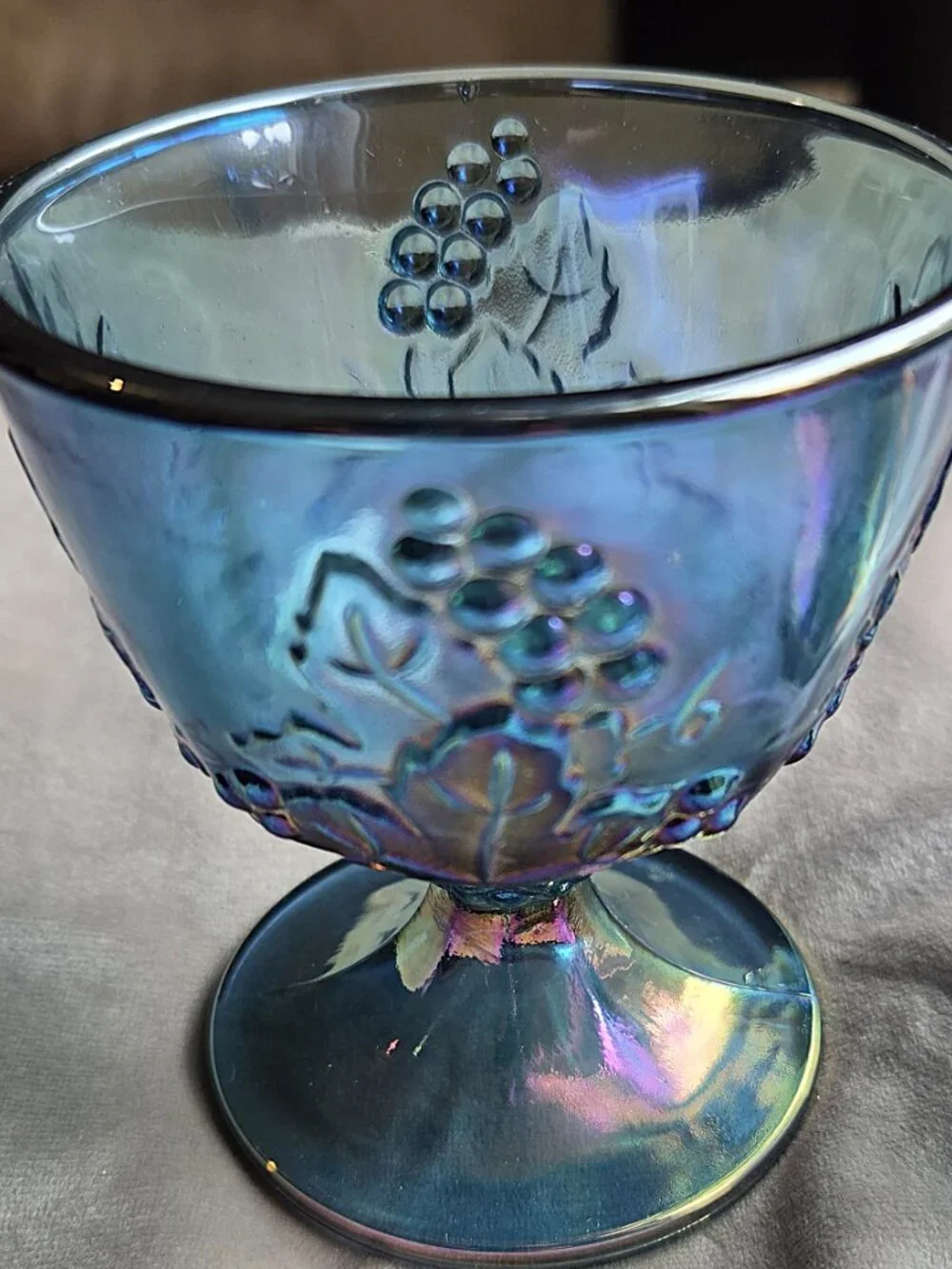Vintage Colony Harvest Blue Carnival Glass Creamer & Sugar Set | Indiana Glass